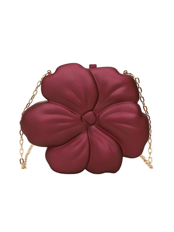 Sac bandoulière brillant à chaîne, en forme de fleur
