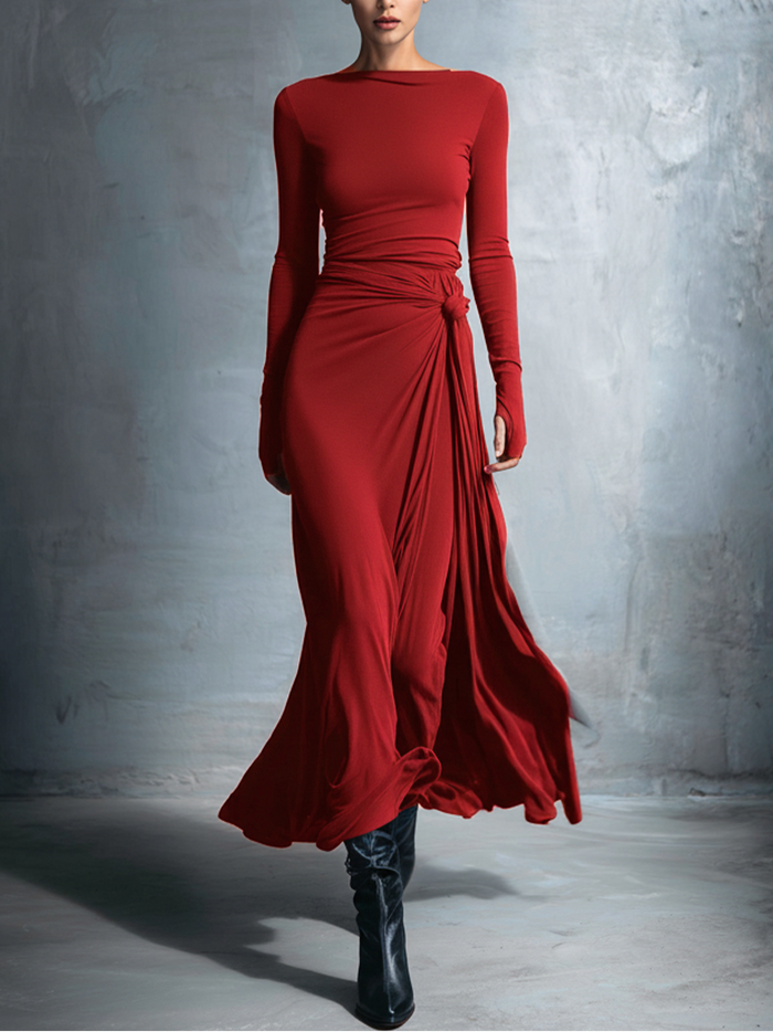 Joeena – Robe Maxi avec Nœud Latéral