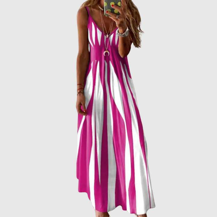 Ariella - Robe maxi sans manches élégante avec rayures