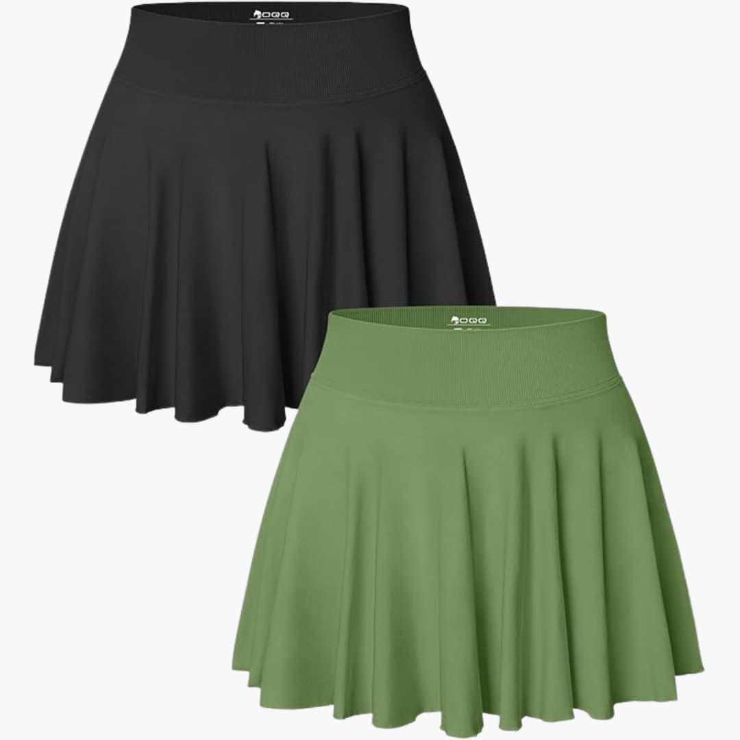 Pack de 2 jupes mini pour femmes avec taille haute et ceinture extensible