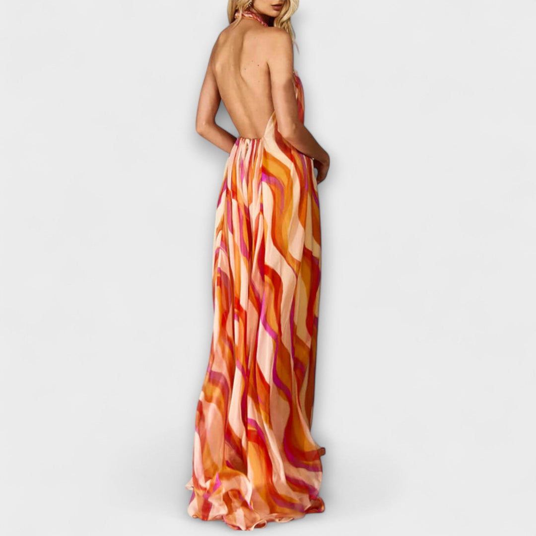 Rumi - Robe maxi élégante avec motif ondulé et design tressé