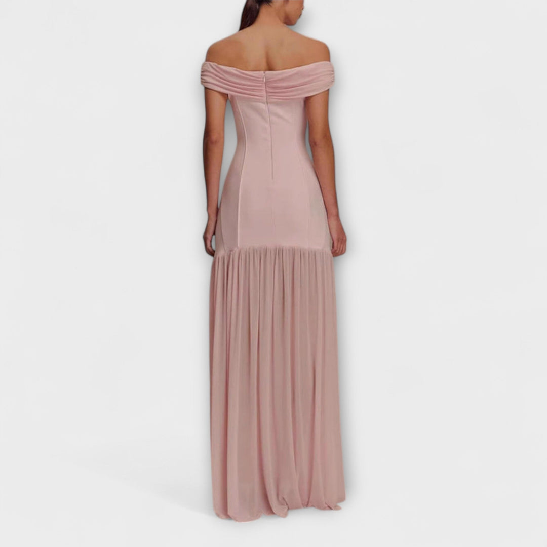Maelie - Robe maxi bodycon sans bretelles élégante avec accents floraux