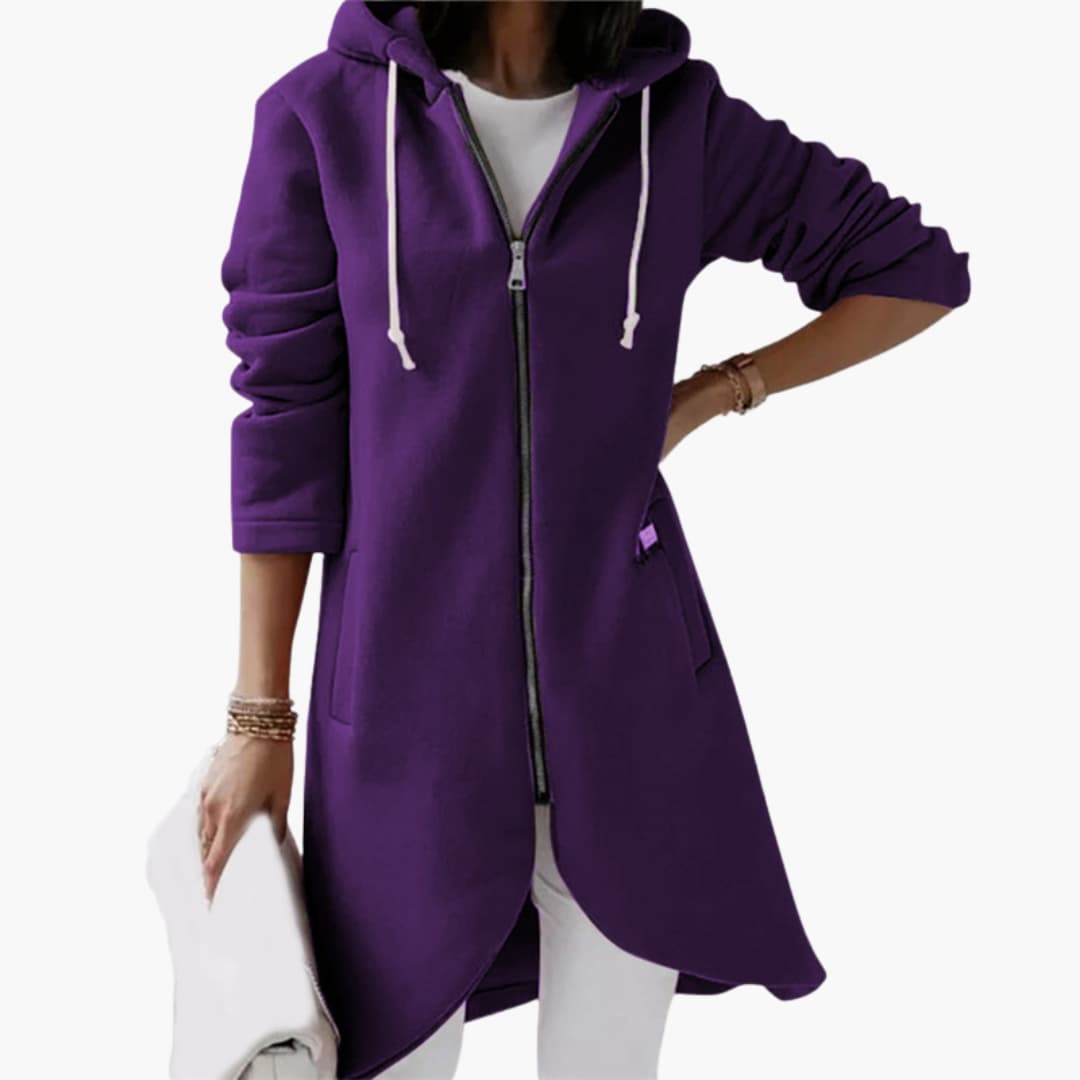 Hoodie long zippé pour femmes