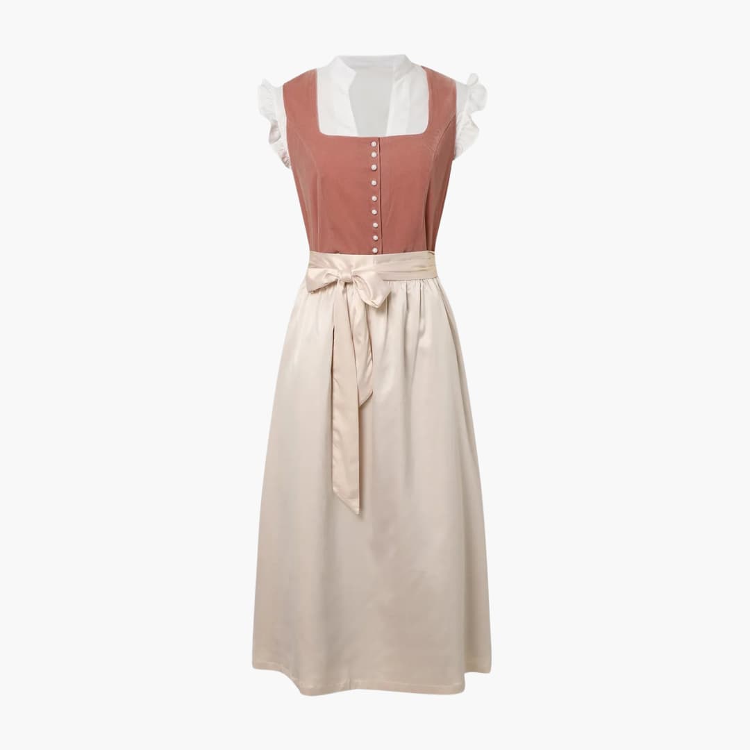 Robe Dirndl midi avec tablier pour femmes - Oktoberfest 2025