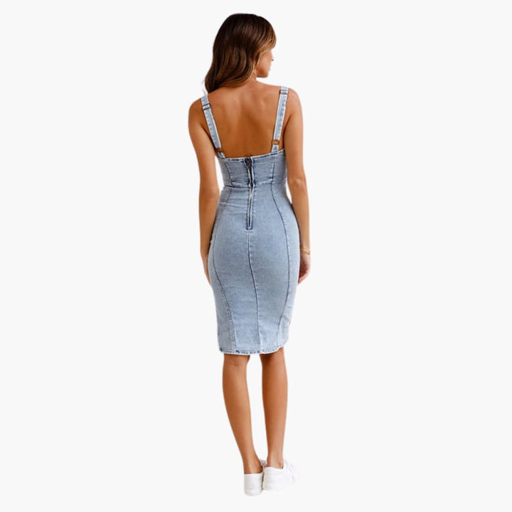 Robe Camisole Sans Manches - Robe Midi pour Femmes avec Col Rond