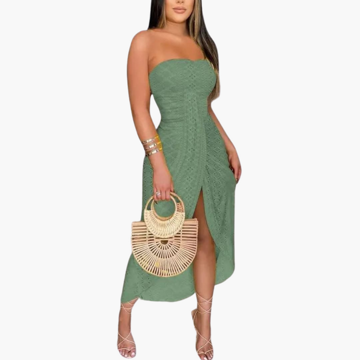 Robe midi brodée pour femmes – Robe d'été élégante