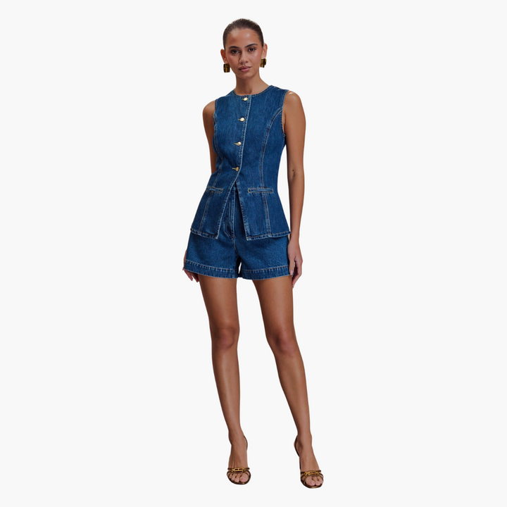 Ensemble de coordination en denim pour femmes - Tenue en jean en deux pièces