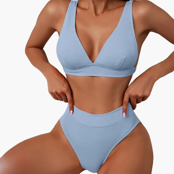 Ensemble de bikini pour femmes à rayures avec bretelles larges pour l'été