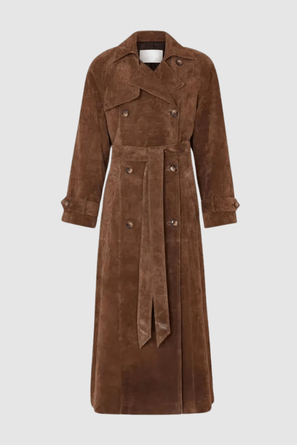 Greta | Manteau Trench Long pour Femmes en Suède Vegan – Manteau en Aspect Suède 2026