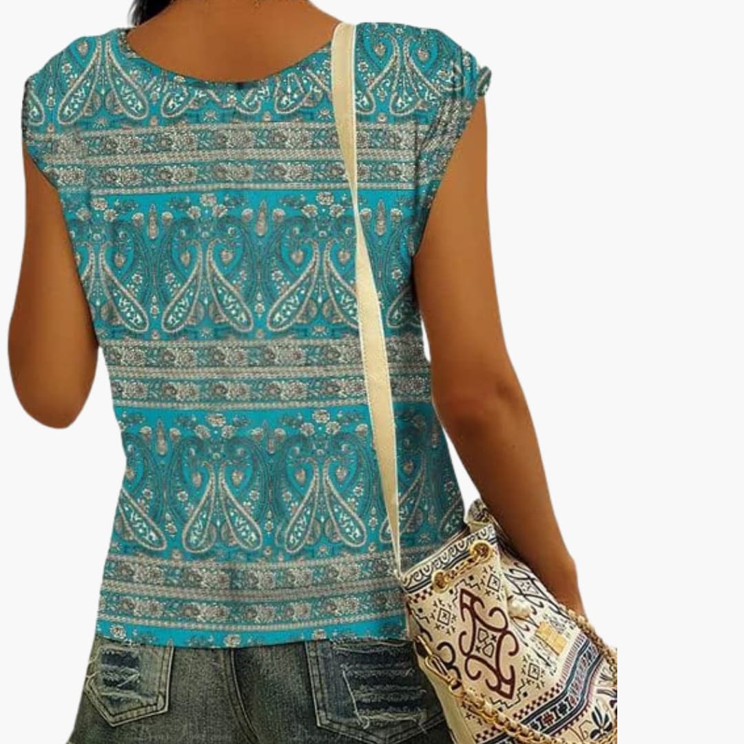 T-shirt à col en V pour femmes avec manches courtes pour l'été
