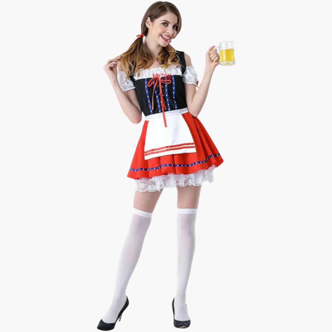Robe Dirndl ornée de dentelle pour femmes - Oktoberfest 2025