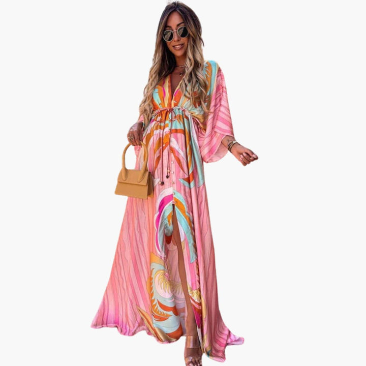 Robe d'été colorée - Robe maxi pour femmes avec imprimé floral