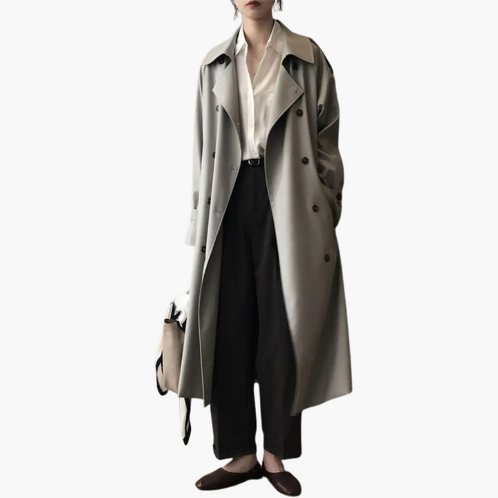 Manteau trench pour femmes avec col à revers et double boutonnage