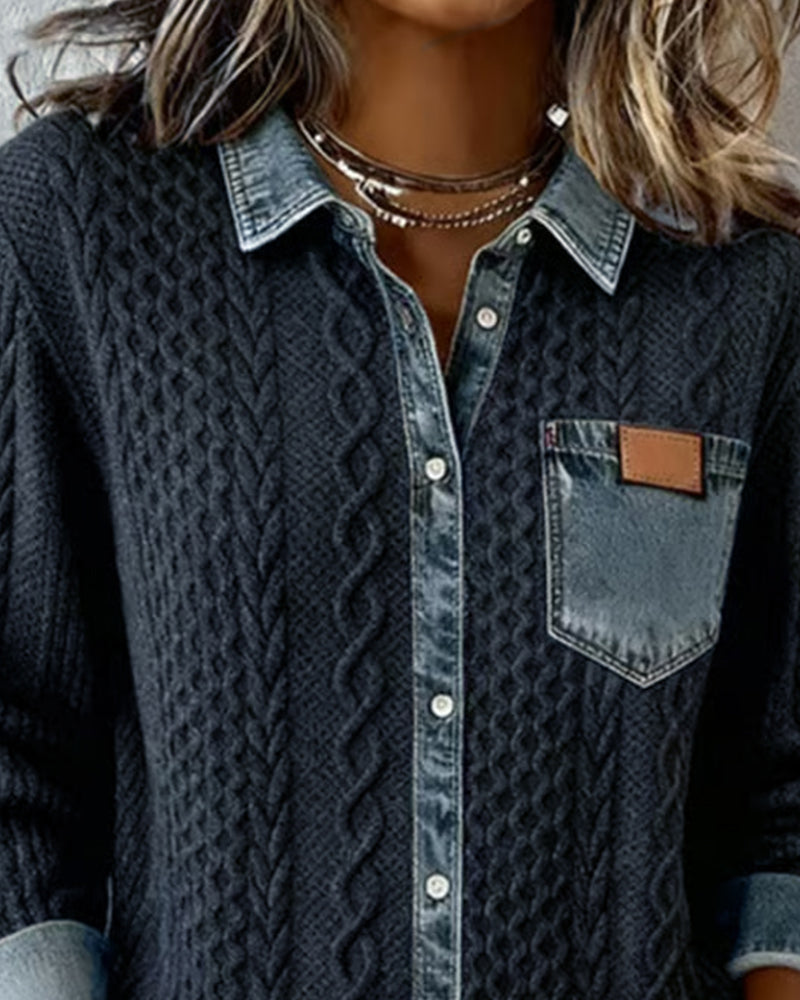 Lena | Chemisier chic en tricot pour femmes avec détails en denim
