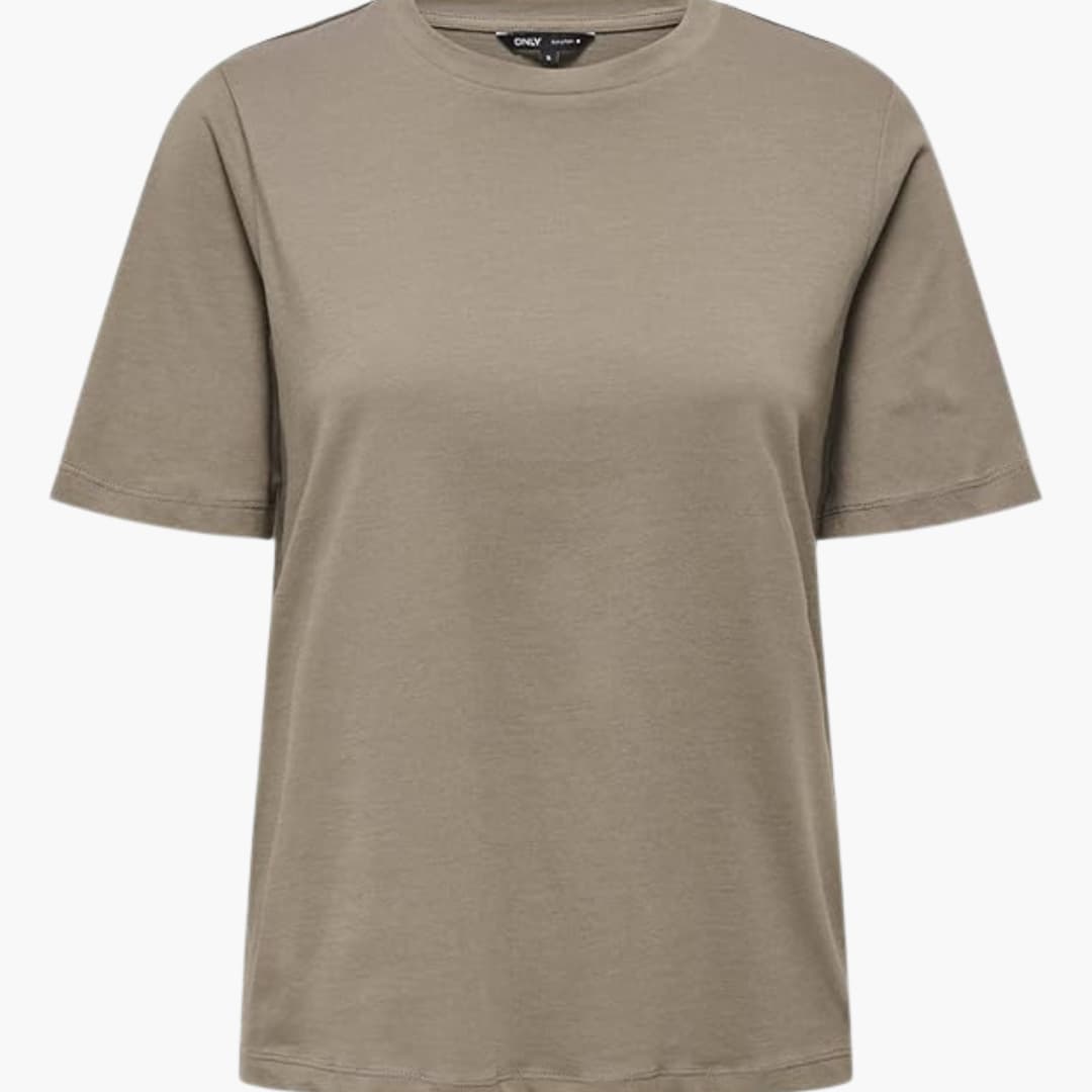 T-shirt pour femmes avec col rond et manches courtes en tissu léger