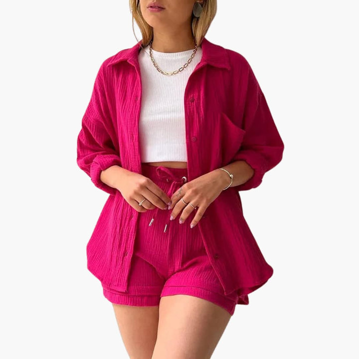 Ensemble deux pièces avec shorts pour femmes - look d'été décontracté