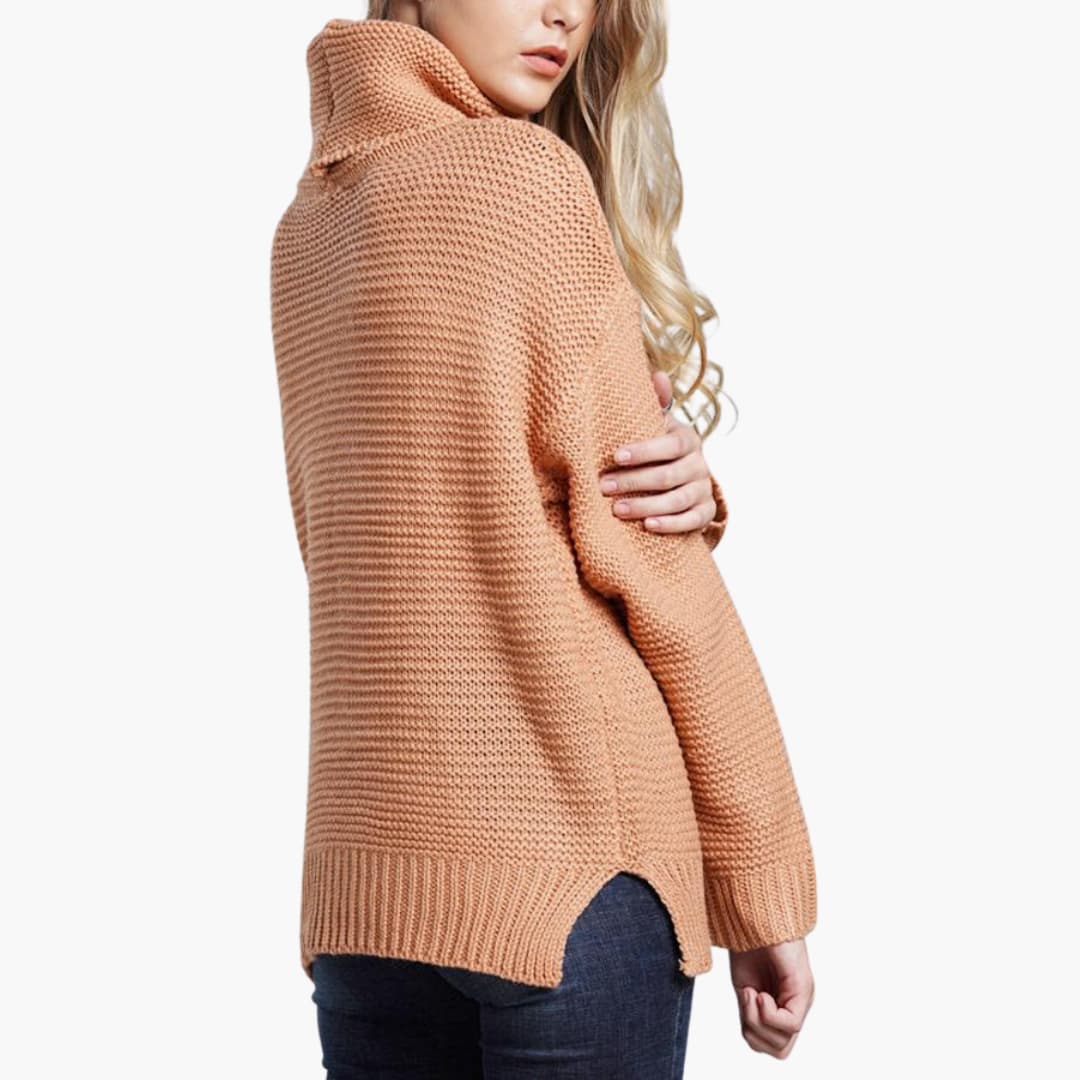 Pull femme à col roulé et manches longues