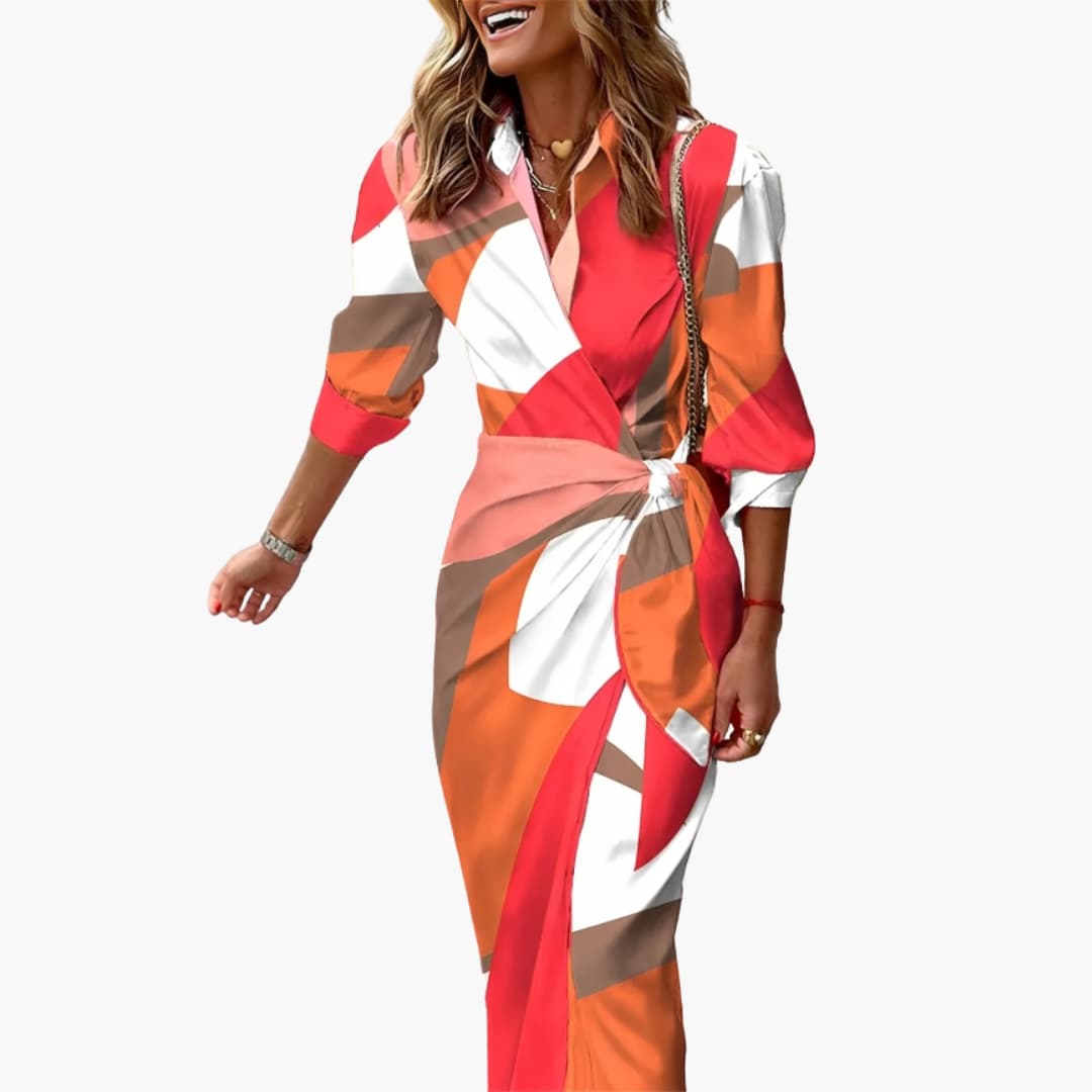 Robe chemise rayée – Robe maxi en coton pour femmes