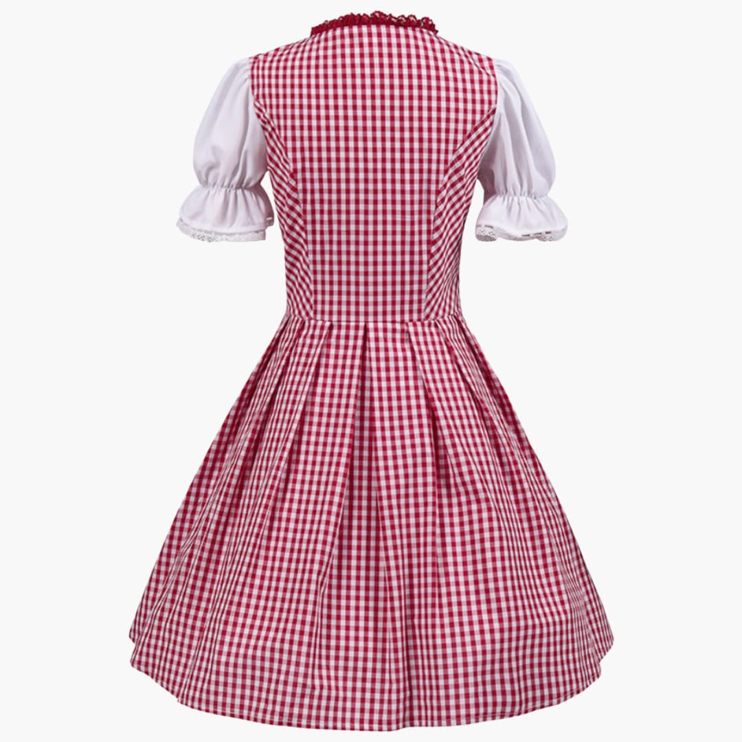 Robe Dirndl à motif carreaux pour femmes - Oktoberfest 2025