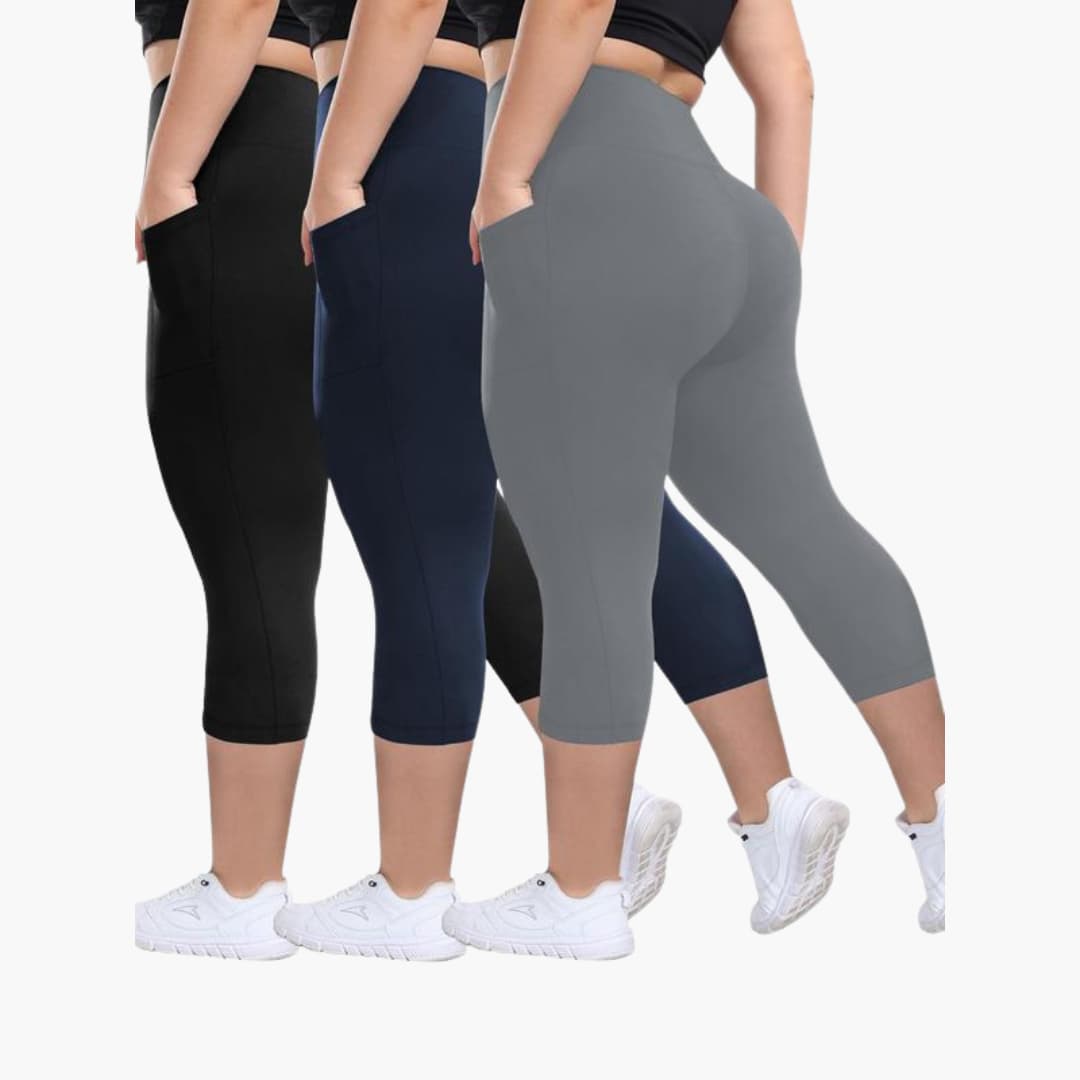 Ensemble de Leggings Capri - Pour Femmes Taille Haute Sport