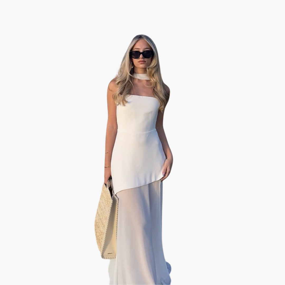 Robe de soirée sans épaules pour femmes - Maxi avec fente haute