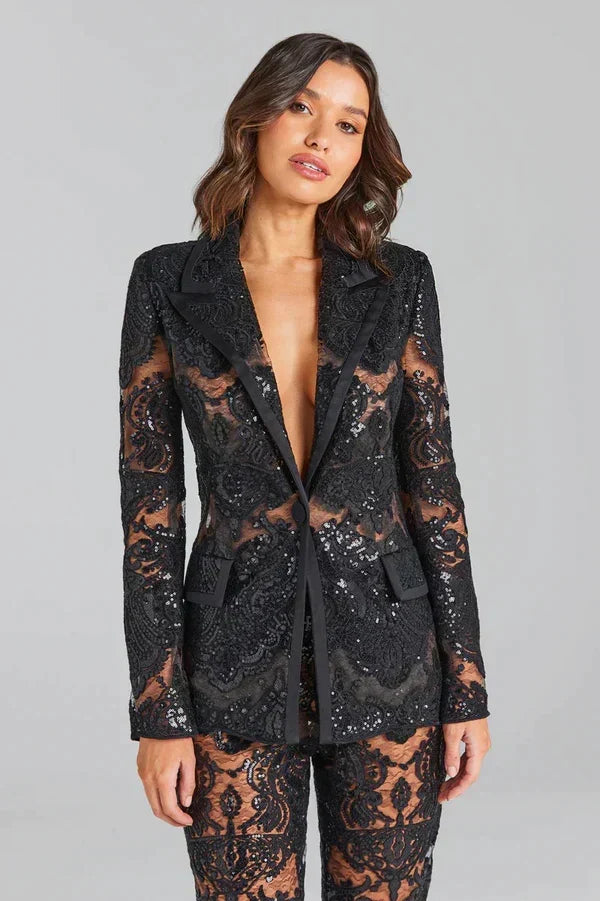 Blazer et pantalons en maille pour femmes