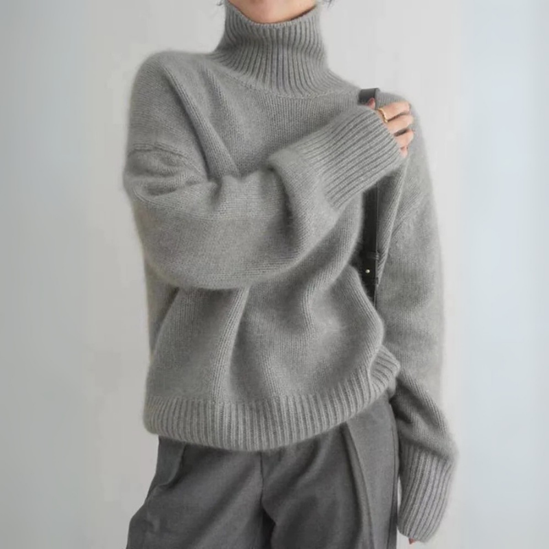 Pull Femme | Tricot Classique avec Col Roulé
