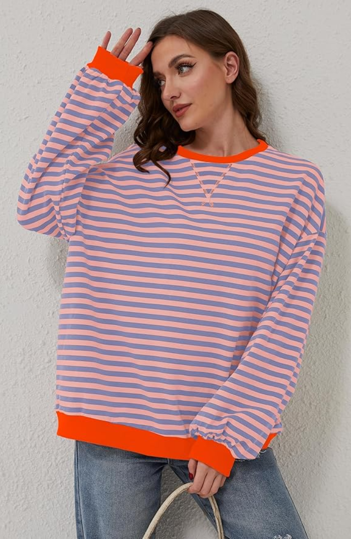 Pull à manches longues décontracté pour femmes avec col rond