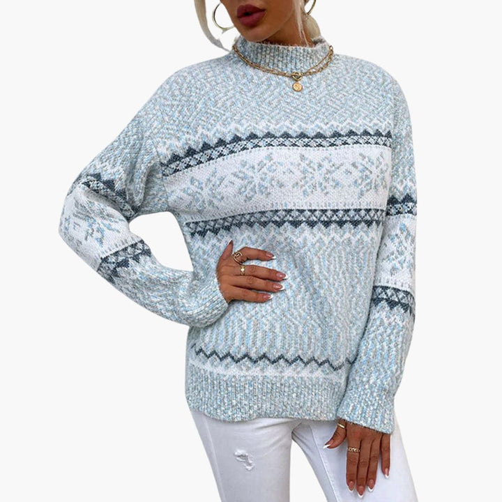Pull pour femmes avec col roulé et motif flocon de neige