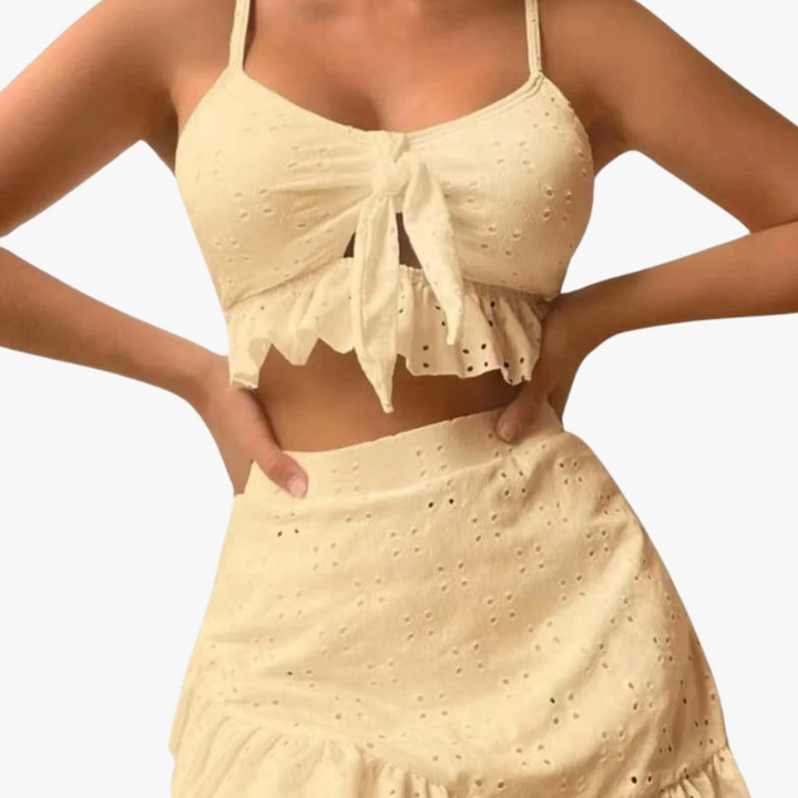Ensemble de Bikini Femme - 3 pièces avec volants & design taille haute