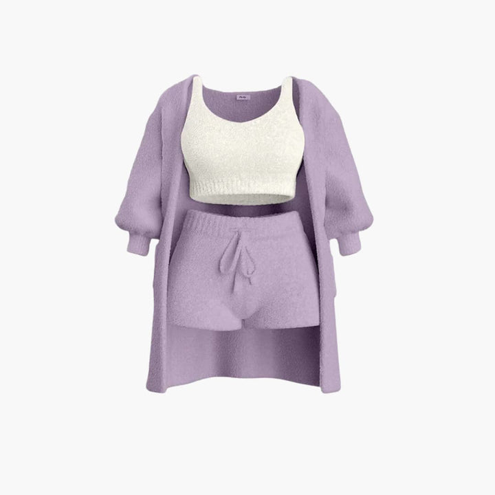 Ensemble de Loungewear - Tenue en Tricot 3 pièces avec Cardigan pour Femmes