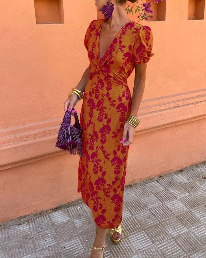Naomi | Robe maxi élégante avec manches bouffantes pour femmes