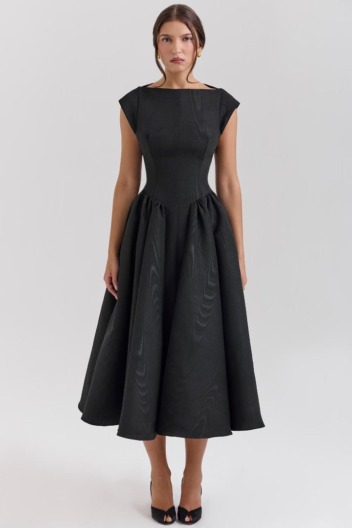 Robe Midi à Manches Courtes pour Femme Invité de Mariage