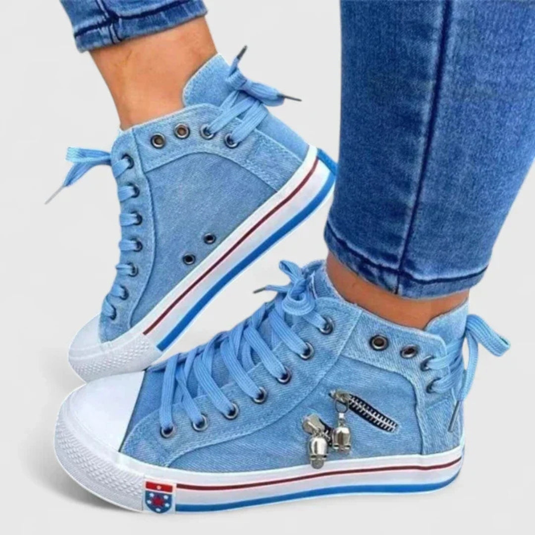Michaela | Baskets en denim pour femmes à tige haute