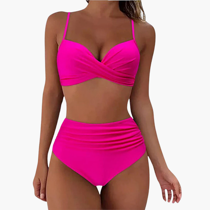 Ensemble de bikini deux pièces - Maillot de bain pour femmes avec imprimé floral et taille