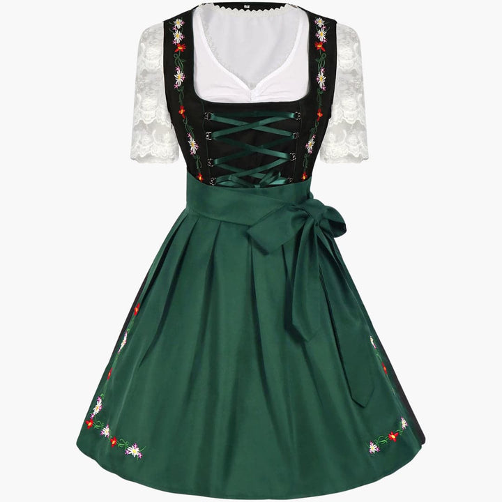 Robe Dirndl brodée avec tablier pour femmes - Oktoberfest 2025
