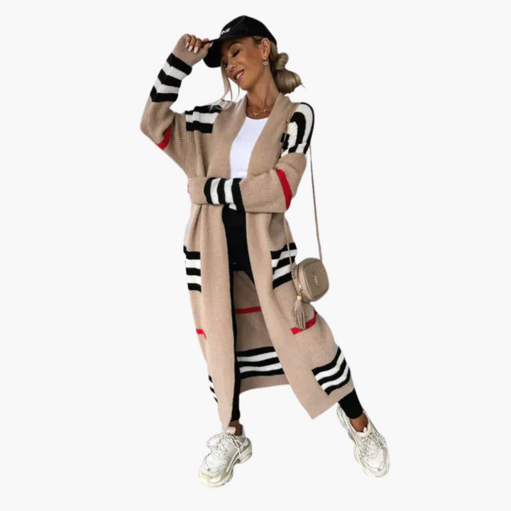 Cardigan Long pour Femmes avec Rayures