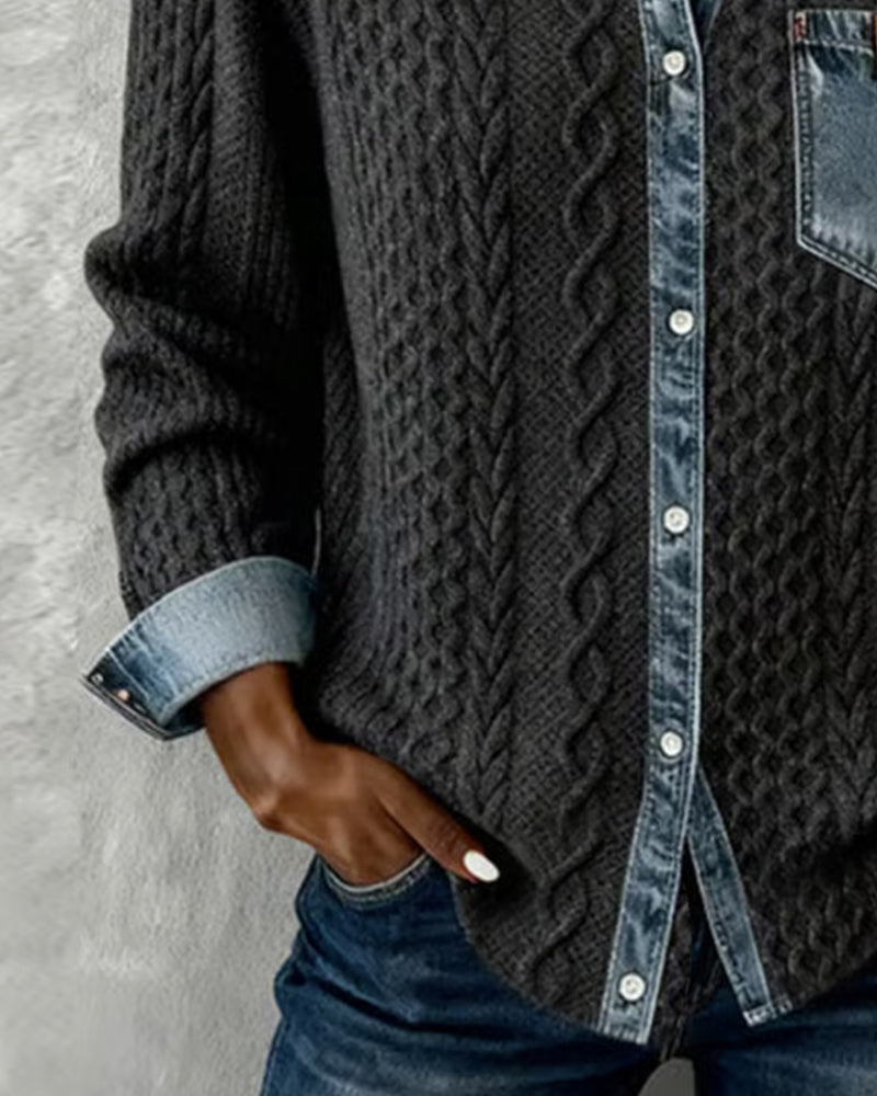 Lena | Chemisier chic en tricot pour femmes avec détails en denim