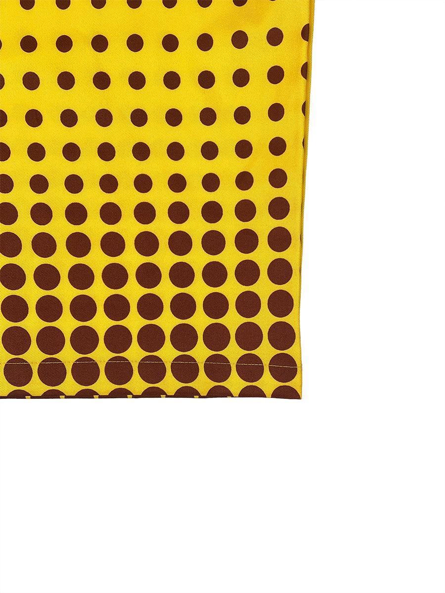Pantalon de tailleur ample taille haute, à pois, à empiècements, couleur contrastée