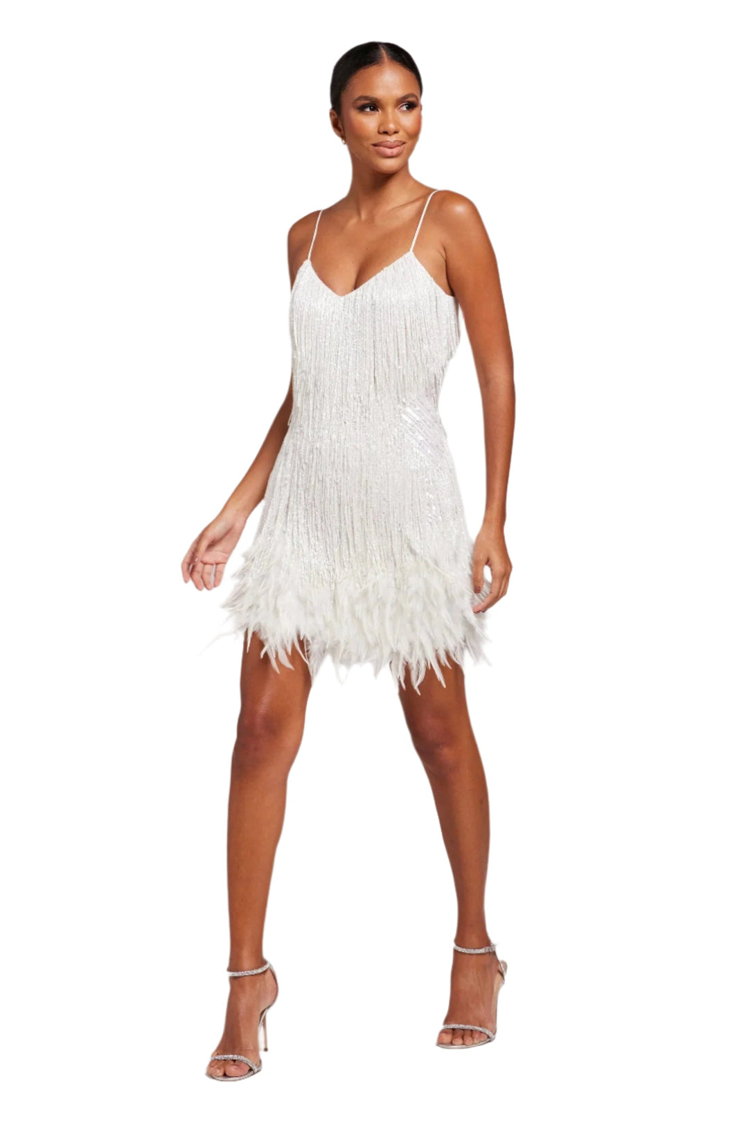 Astrid Fjerfrynsede Minikleid – Robe de fête glamour ornée de perles