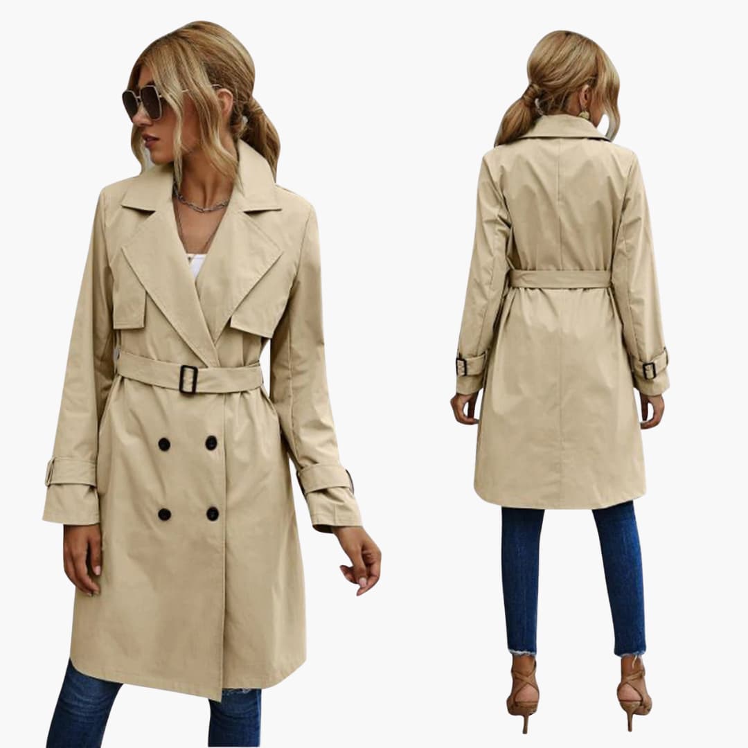 Trench-coat long jusqu'aux genoux pour femmes