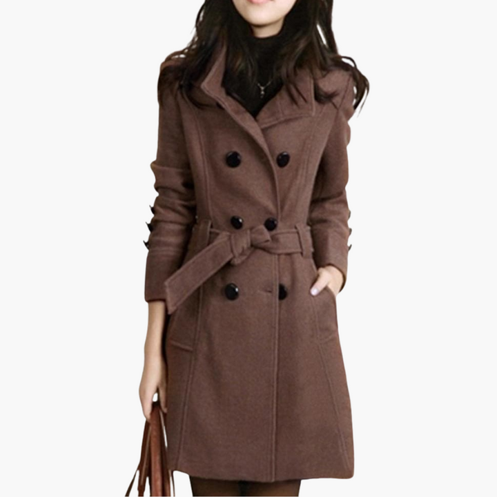 Trench-coat pour femmes avec ceinture et double boutons
