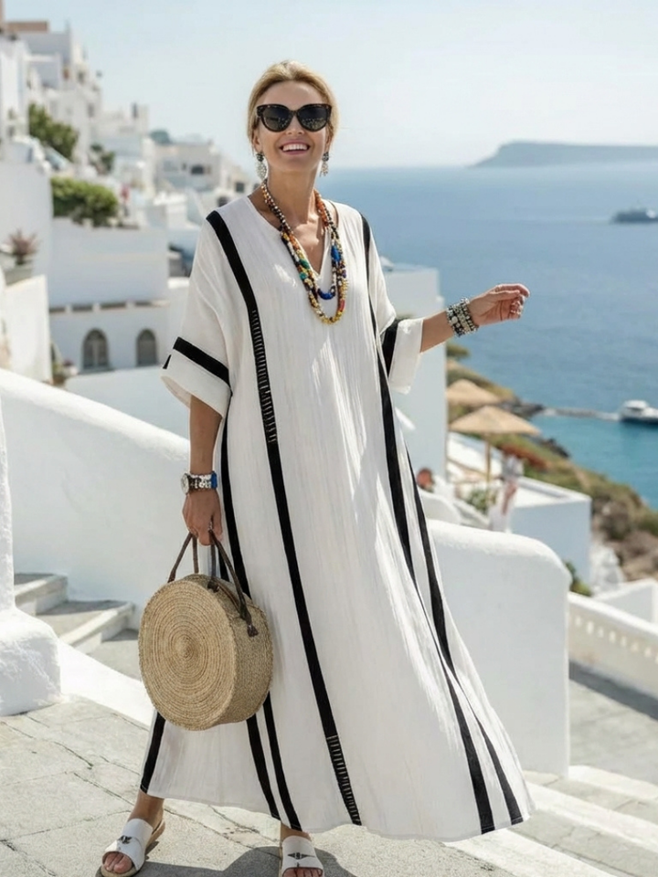 Lola | Robe maxi avec rayures color-block