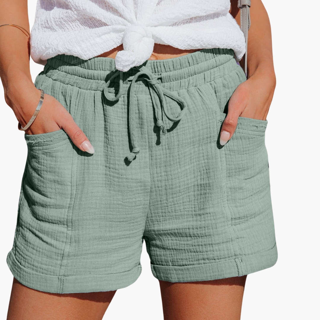 Shorts d'été en coton pour femmes – Léger avec poches et ceinture