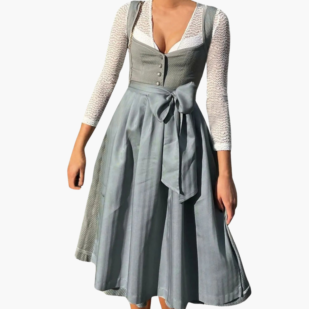 Robe dirndl à manches en dentelle pour femmes - Oktoberfest 2025