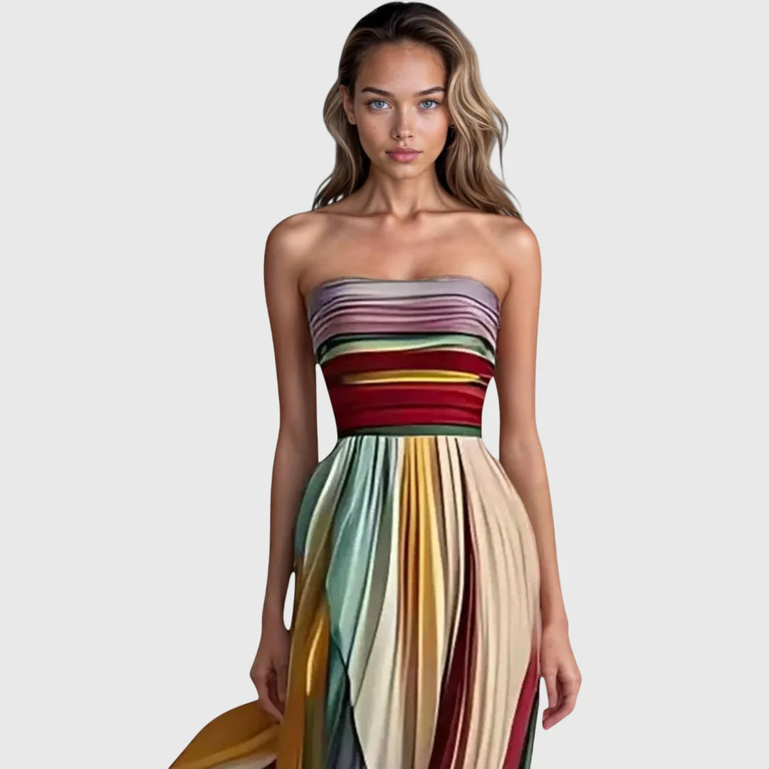 Regine | Robe Maxi Sans Manches Multicolore pour Femmes