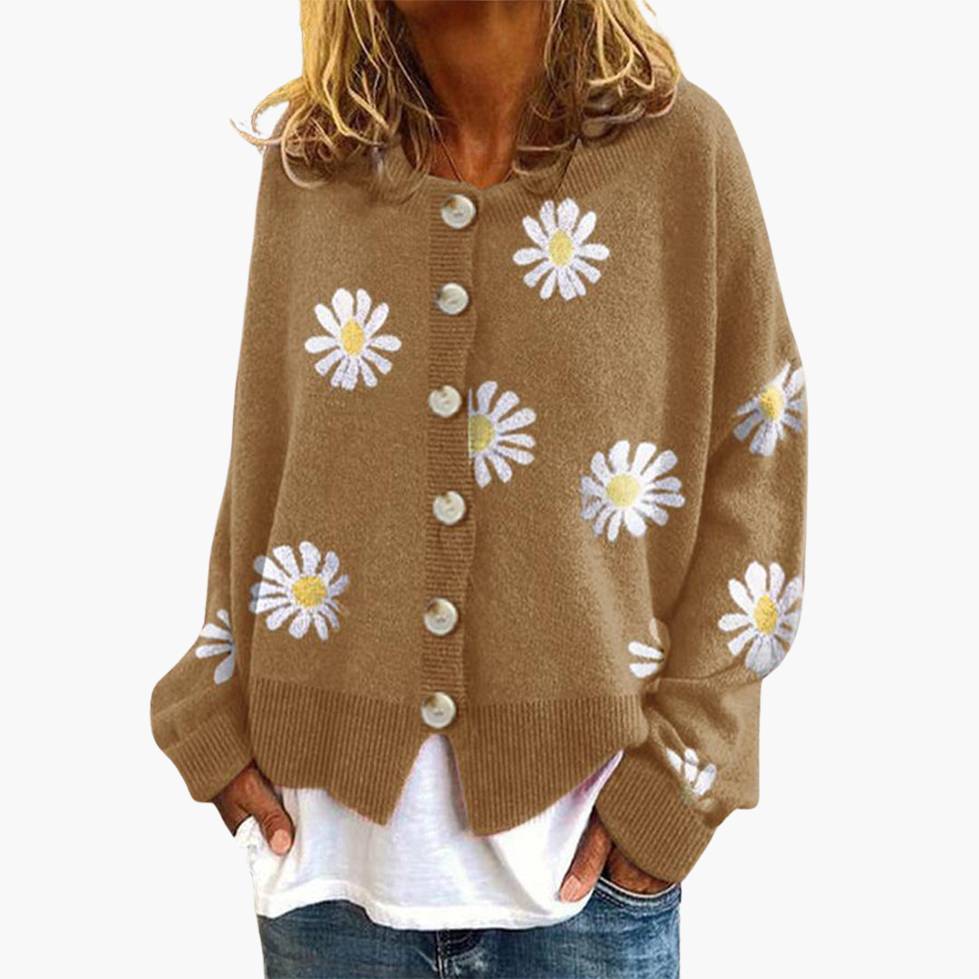 Cardigan pour femmes avec fermeture à boutons et motif floral