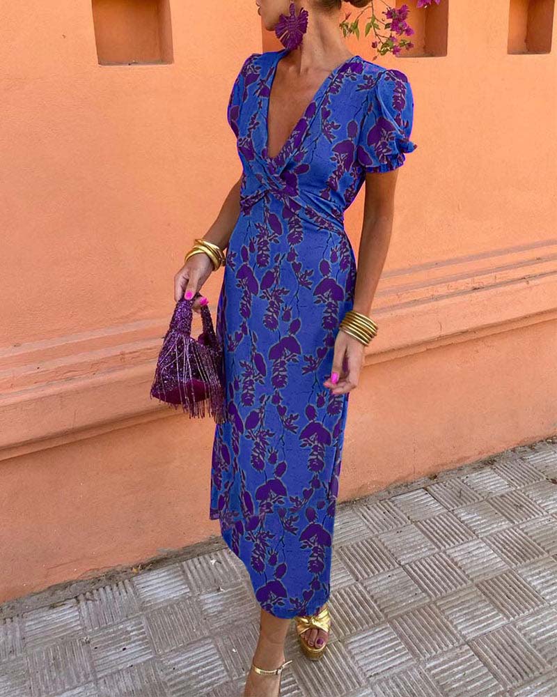 Naomi | Robe maxi élégante avec manches bouffantes pour femmes