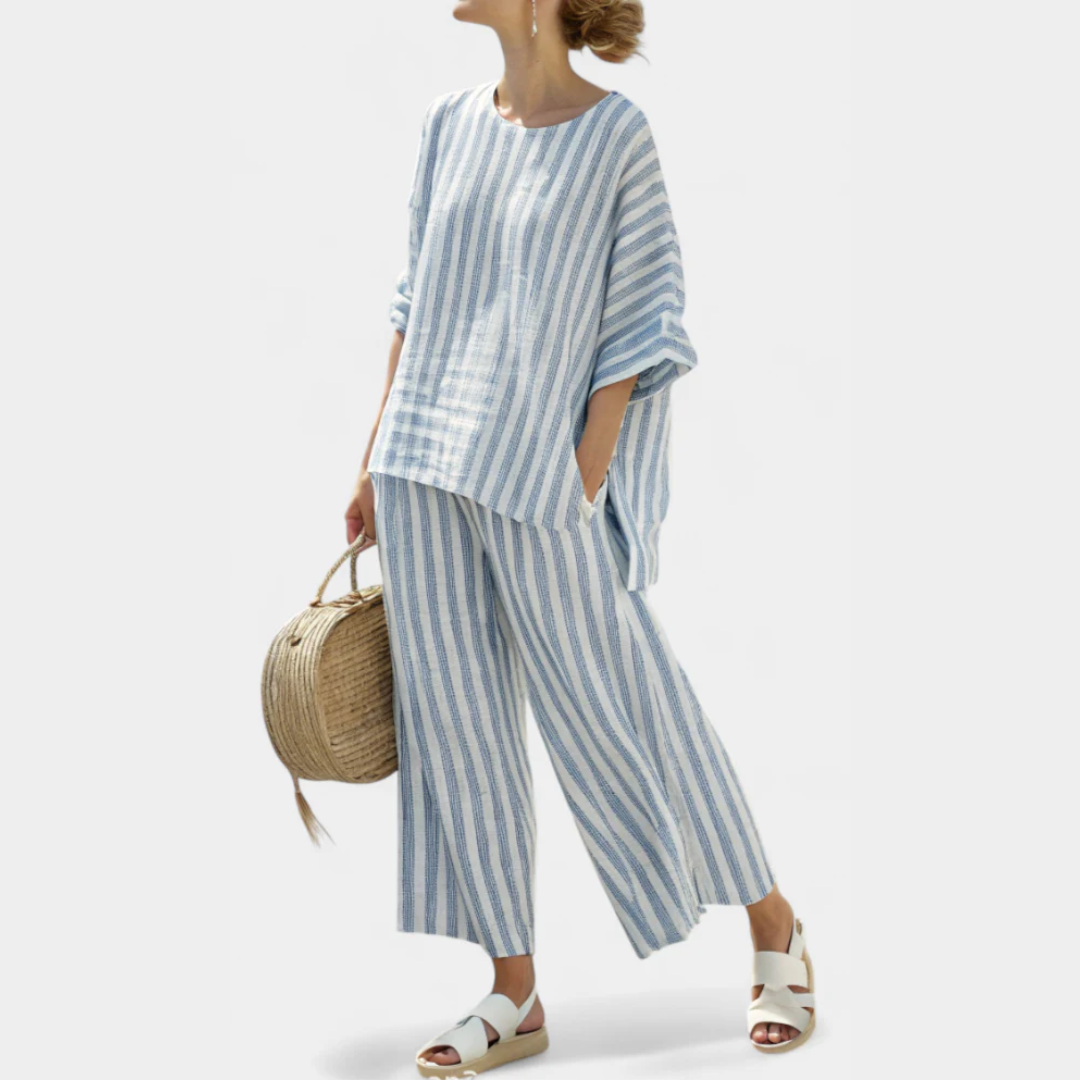 Melanie | Ensemble de Pantalon Rayé Femme