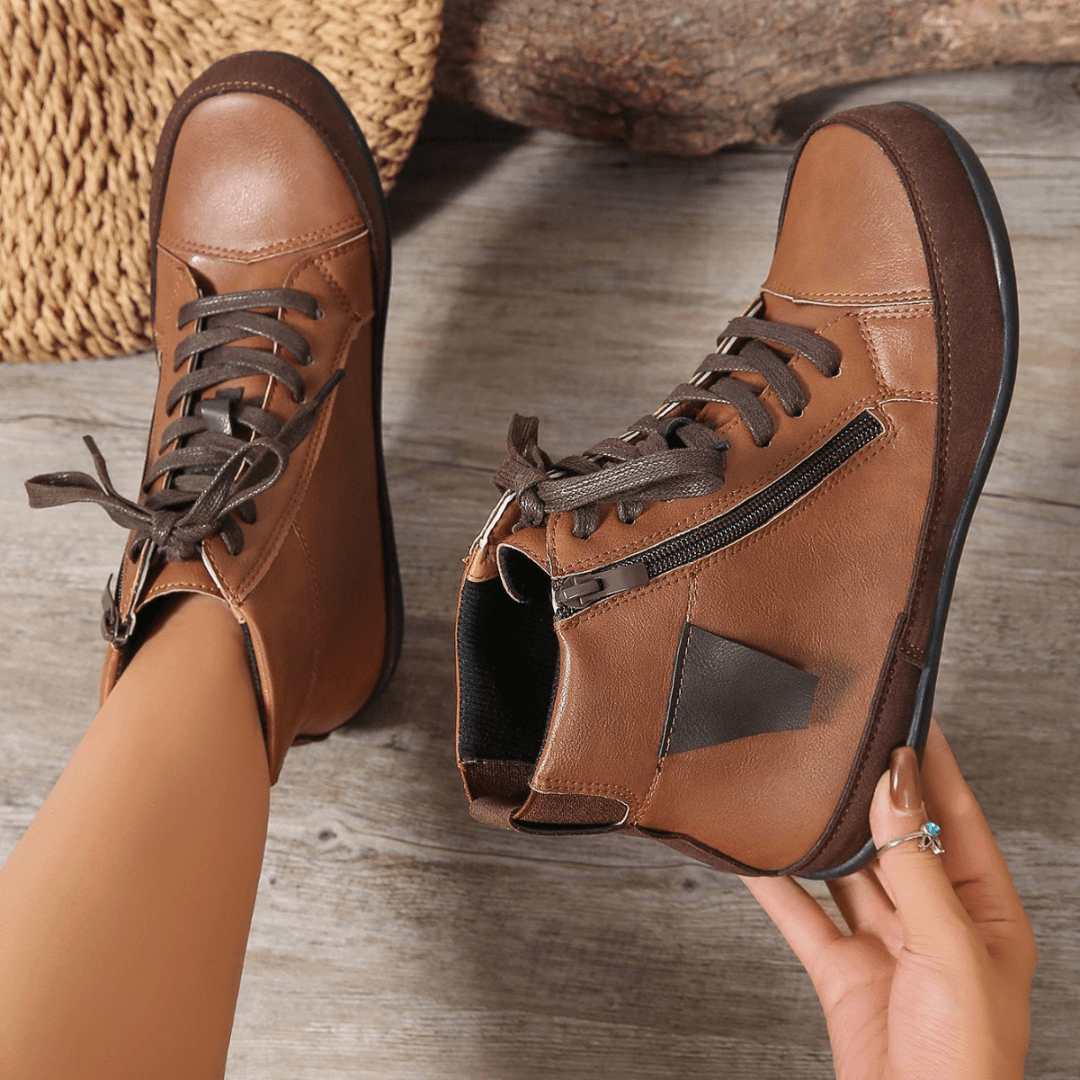 Bottes pour femmes Brielle avec lacets – Bottes élégantes jusqu'à mi-mollet avec fermeture éclair latérale